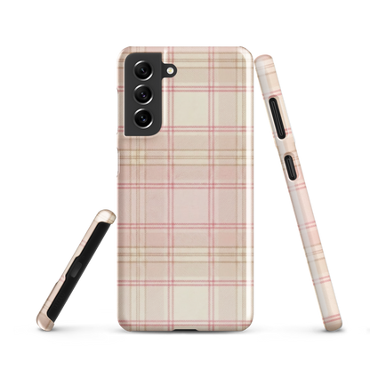 Pink & Cream Plaid Coquette Print Snap Case for Samsung