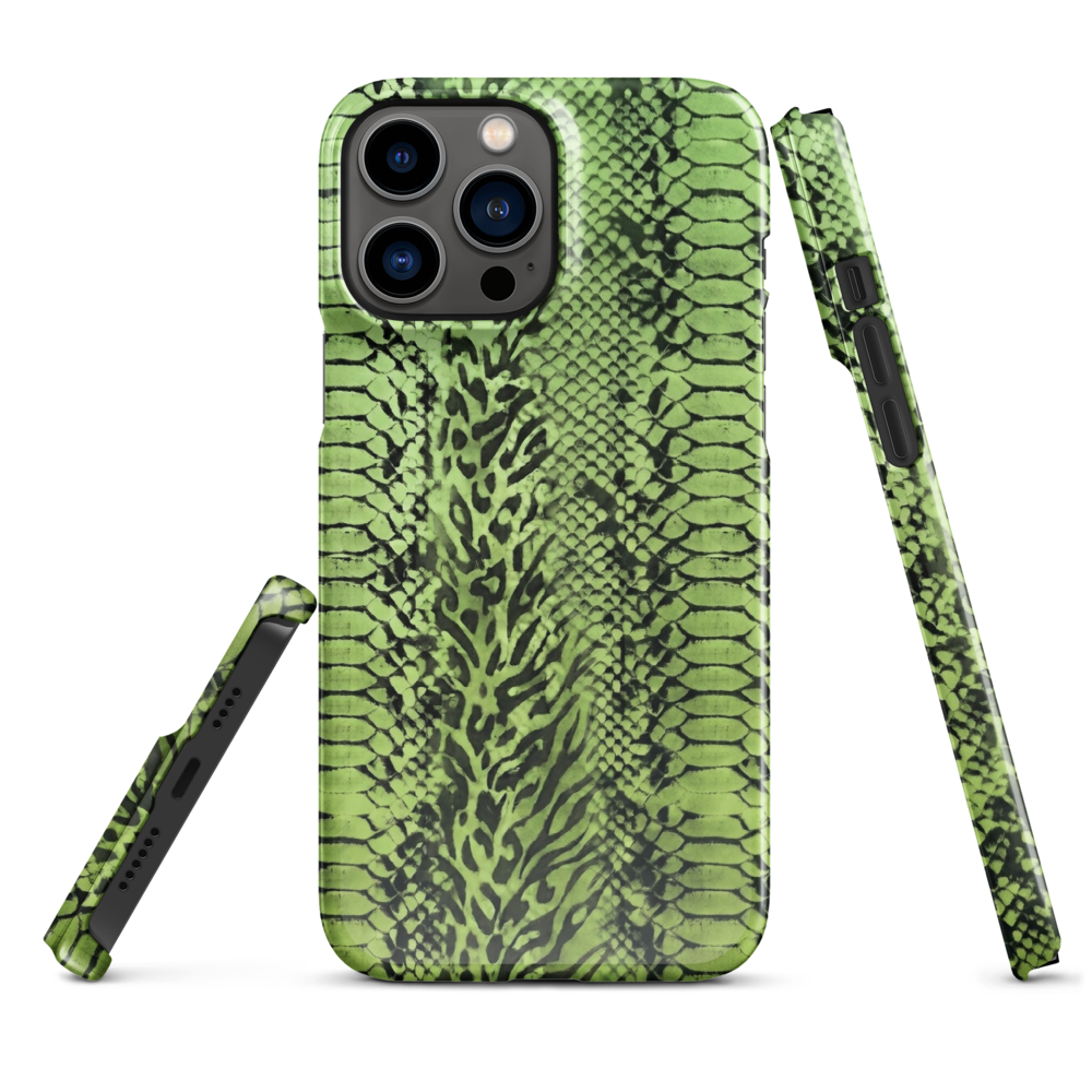 Green Snake Leopard & Zebra Print Snap Case for iPhone