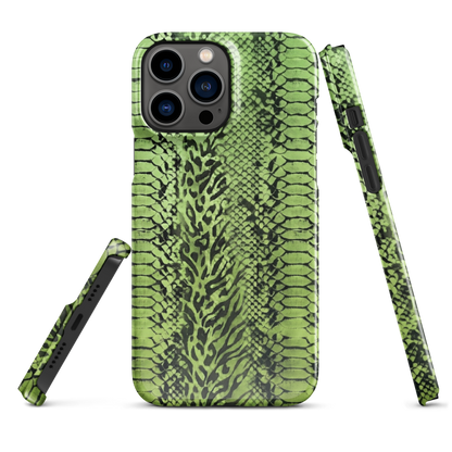 Green Snake Leopard & Zebra Print Snap Case for iPhone