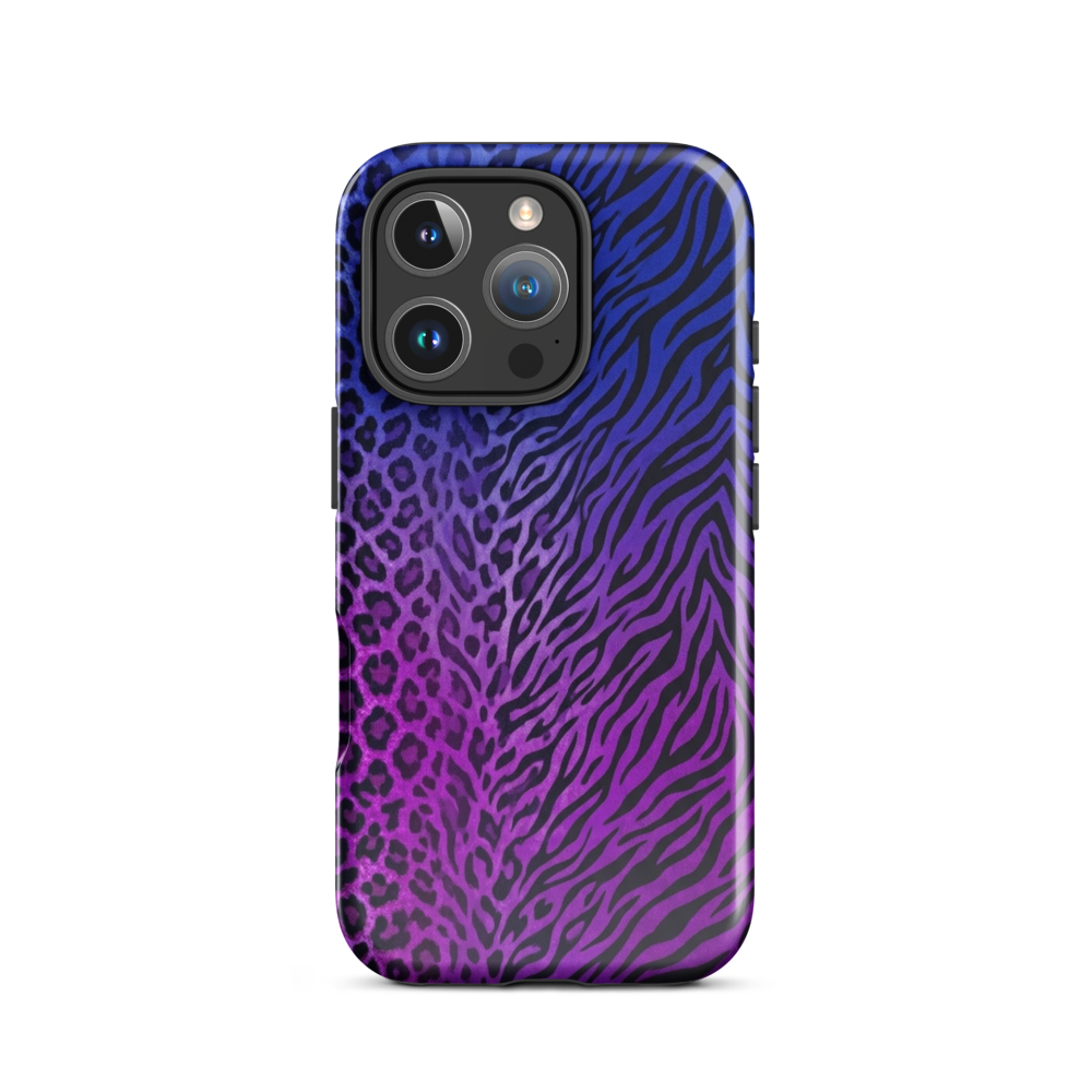 Purple to Blue Zebra & Leopard Print Tough Case for iPhone®