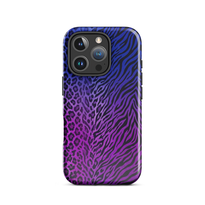 Purple to Blue Zebra & Leopard Print Tough Case for iPhone®