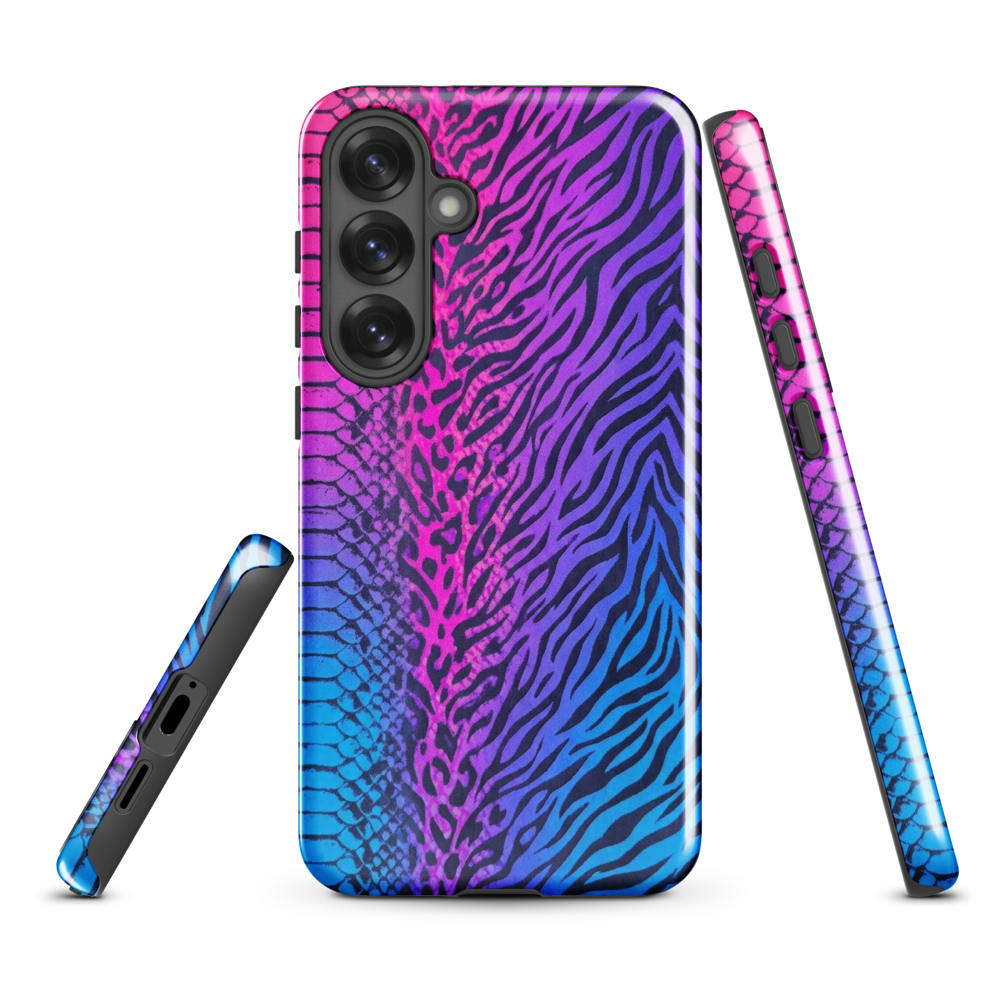 Hot Pink & Blue Snake Skin Zebra & Leopard Print Tough Case for Samsung