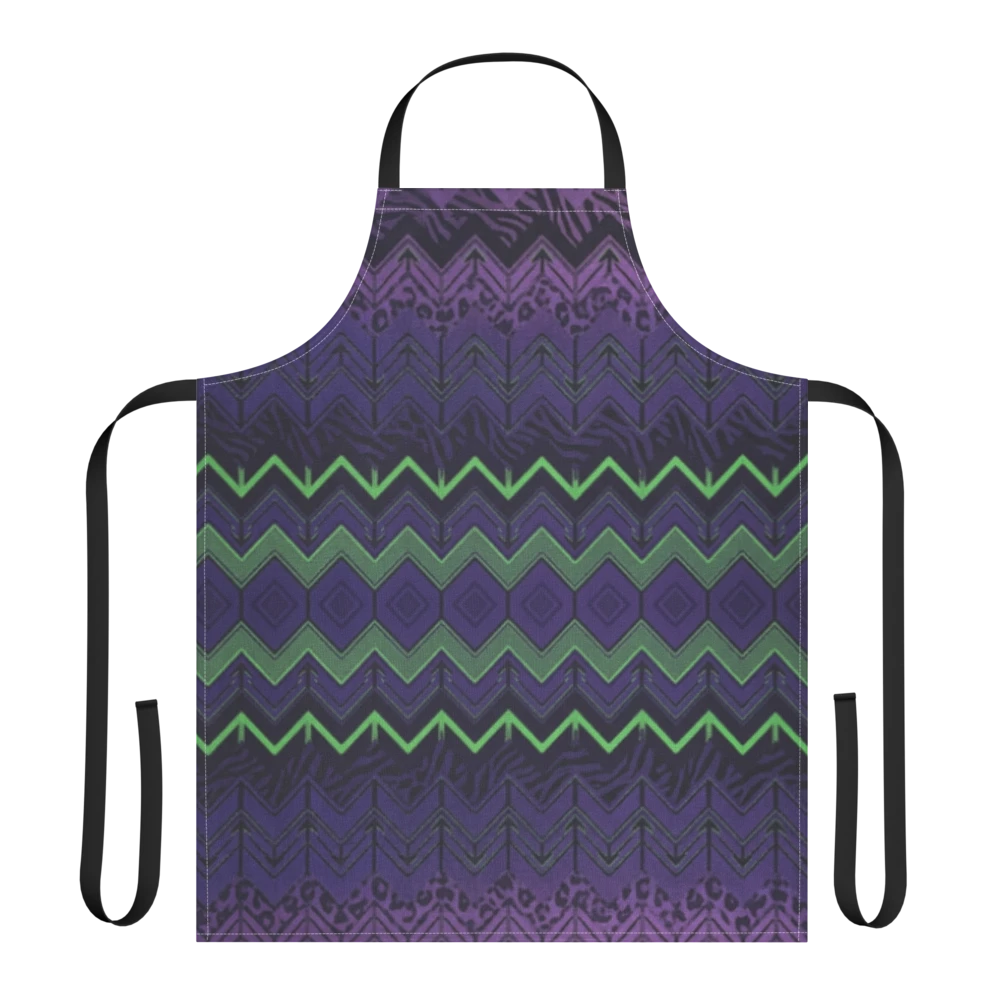 Halloween Purple & Green Chevron Zebra & Leopard Print Strap Apron