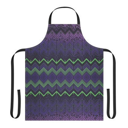 Halloween Purple & Green Chevron Zebra & Leopard Print Strap Apron