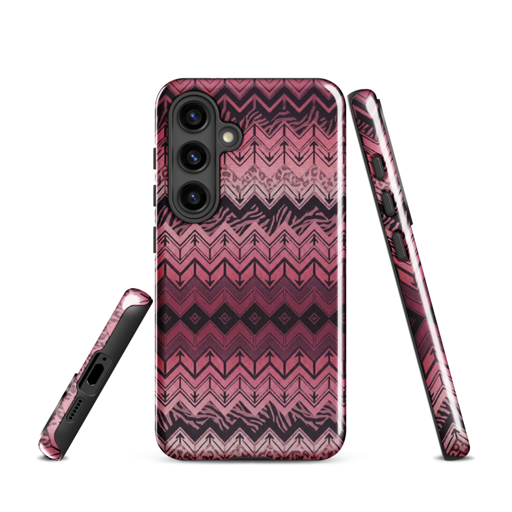 Pink Chevron Pattern Leopard & Zebra Print Tough Case for Samsung