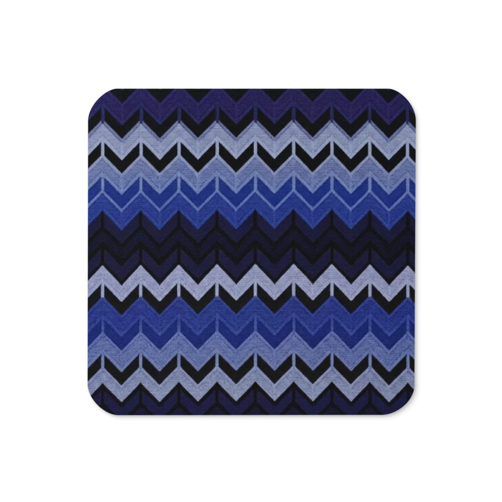 Blue Chevron Pattern Cork-Back Coaster
