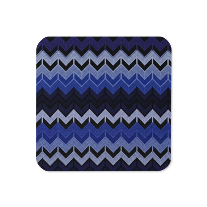 Blue Chevron Pattern Cork-Back Coaster