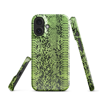 Green Snake Leopard & Zebra Print Snap Case for iPhone