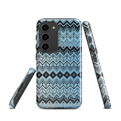 Blue Chevron Pattern Leopard & Zebra Print Tough Case for Samsung