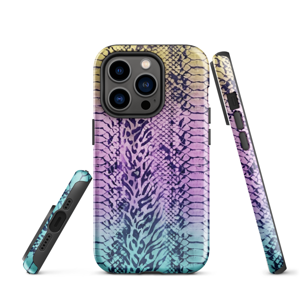 Faded Rainbow Snake Skin Zebra & Leopard Print Tough Case for iPhone®