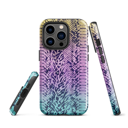 Faded Rainbow Snake Skin Zebra & Leopard Print Tough Case for iPhone®