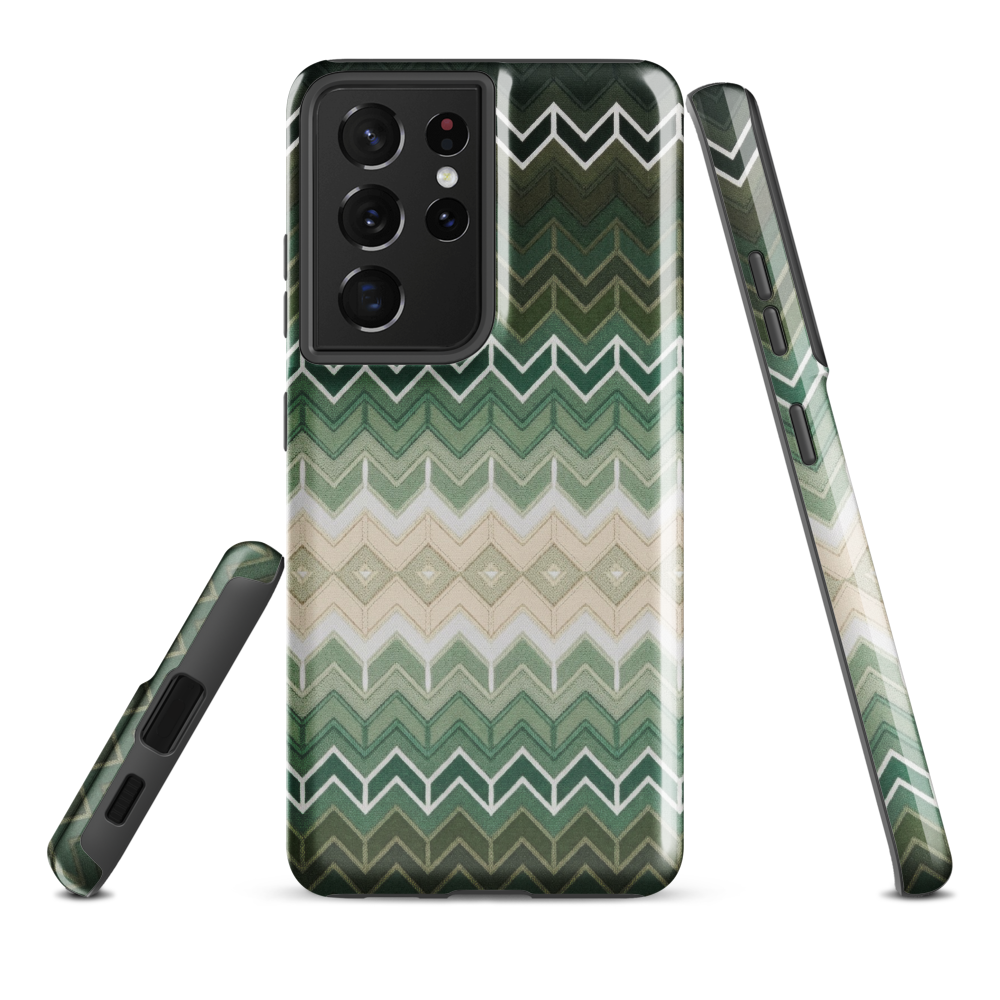 Green Chevron Classic White Pattern Tough Case for Samsung