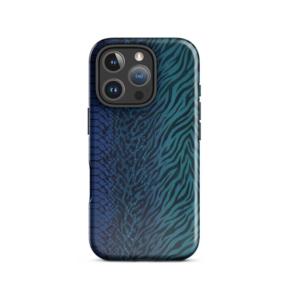 Blue & Teal Snake Skin Zebra & Leopard Print Tough Case for iPhone®