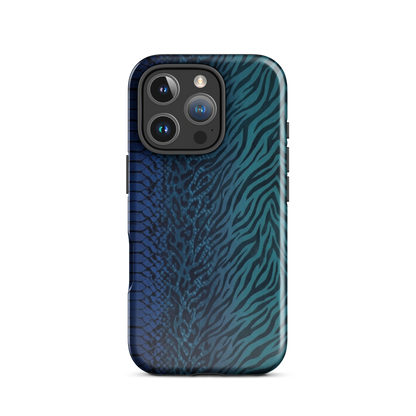 Blue & Teal Snake Skin Zebra & Leopard Print Tough Case for iPhone®