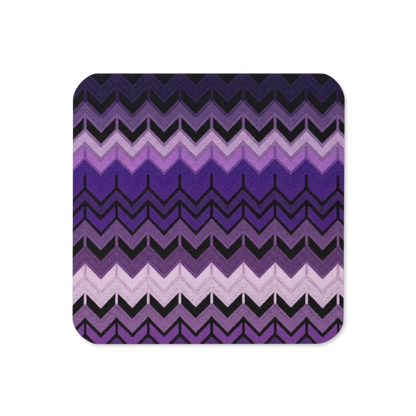 Purple Chevron Pattern Cork-Back Coaster