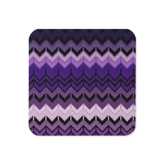 Purple Chevron Pattern Cork-Back Coaster