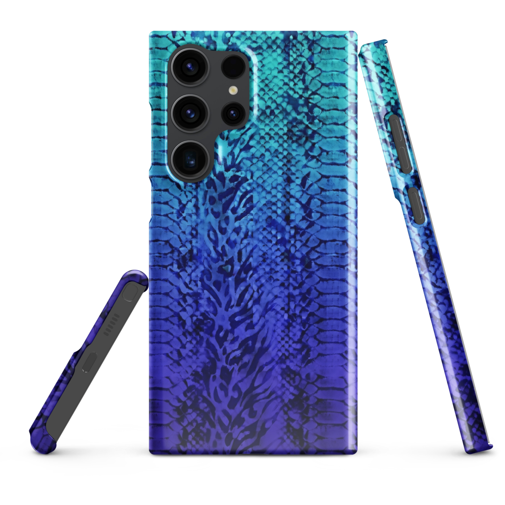 Vibrant Blue Snake & Leopard Print Snap Case for Samsung