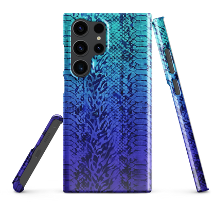 Vibrant Blue Snake & Leopard Print Snap Case for Samsung