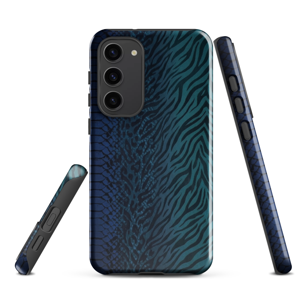 Blue & Teal Snake Skin Zebra & Leopard Print Tough Case for Samsung