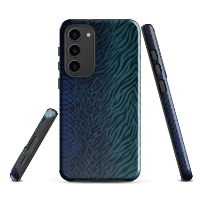 Blue & Teal Snake Skin Zebra & Leopard Print Tough Case for Samsung