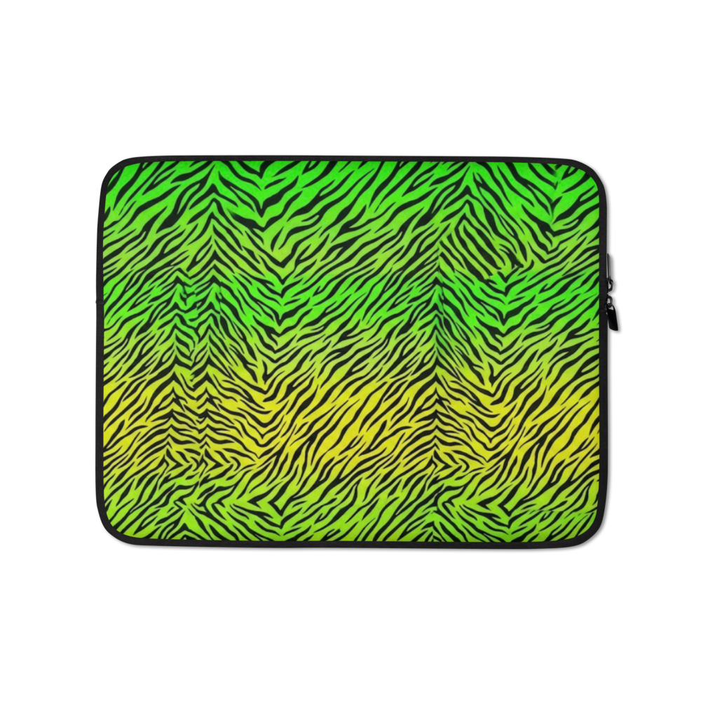 Green & Yellow Zebra Print Laptop Sleeve