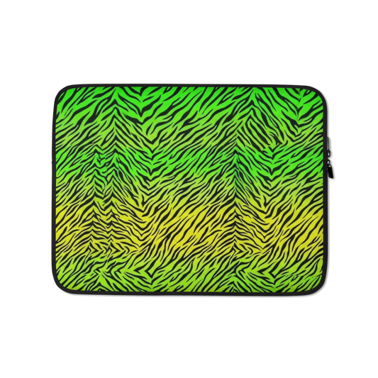 Green & Yellow Zebra Print Laptop Sleeve