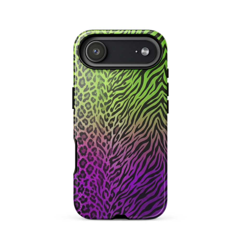 Neon Green & Purple Zebra & Leopard Print Tough Case for iPhone®