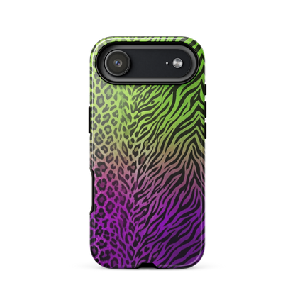 Neon Green & Purple Zebra & Leopard Print Tough Case for iPhone®