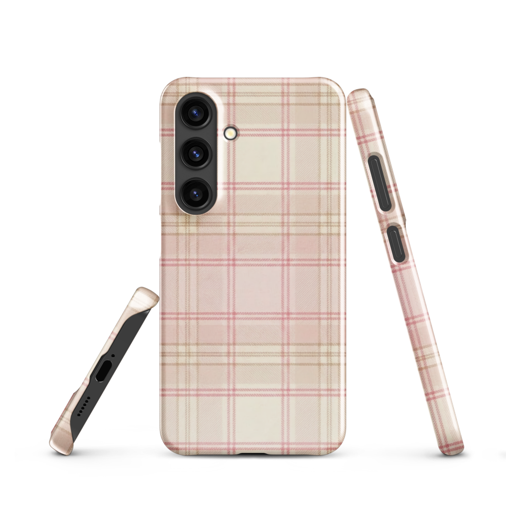 Pink & Cream Plaid Coquette Print Snap Case for Samsung