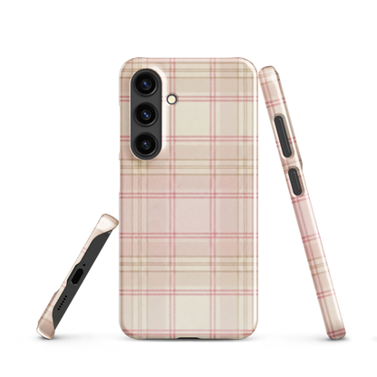 Pink & Cream Plaid Coquette Print Snap Case for Samsung