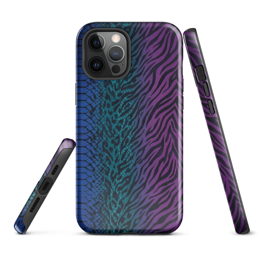 Blue to Purple Dark Snake Zebra & Leopard Print Tough Case for iPhone®