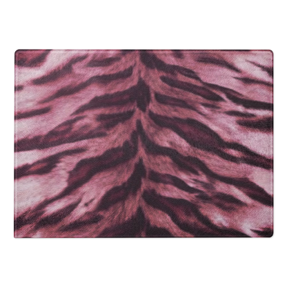 Pink Tiger Print Glass Cutting Board