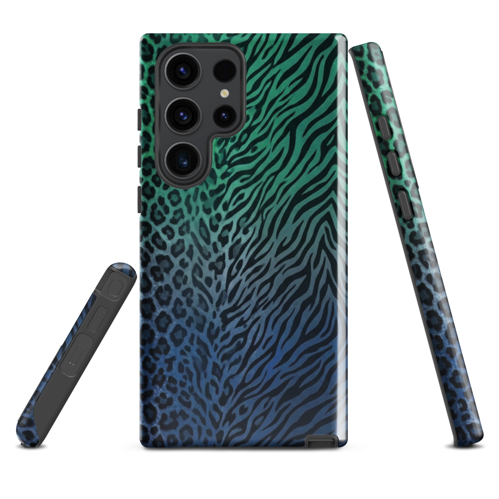 Blue to Teal Zebra & Leopard Print Tough Case for Samsung