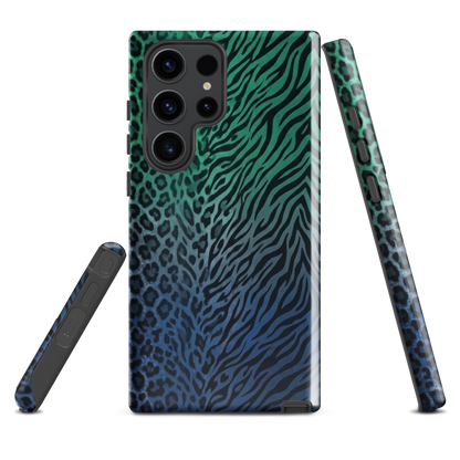 Blue to Teal Zebra & Leopard Print Tough Case for Samsung