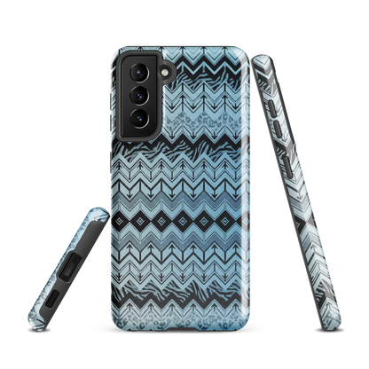 Blue Chevron Pattern Leopard & Zebra Print Tough Case for Samsung