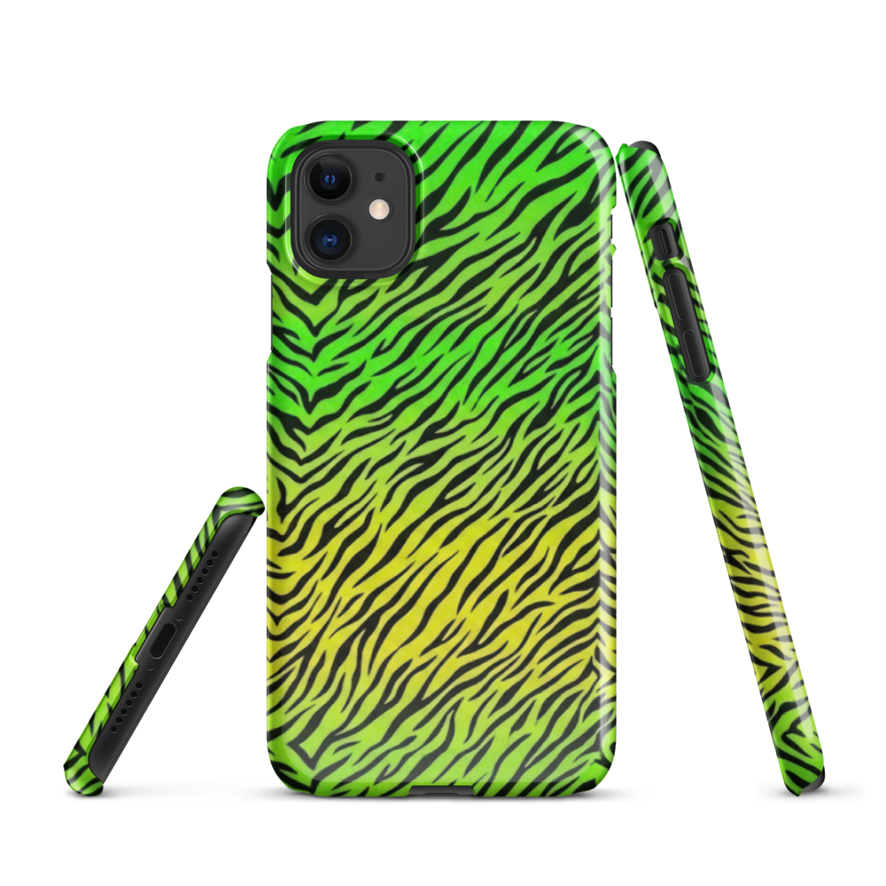 Green & Yellow  Zebra Print Snap Case for iPhone