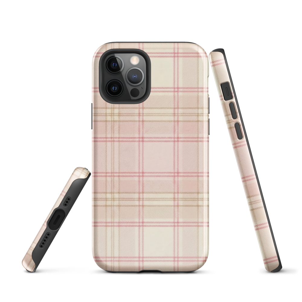 Pink & Cream Plaid Coquette Print Tough Case for iPhone®