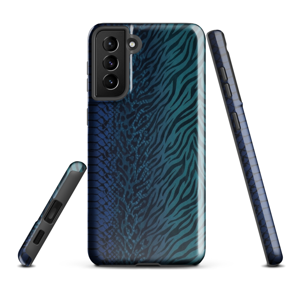 Blue & Teal Snake Skin Zebra & Leopard Print Tough Case for Samsung