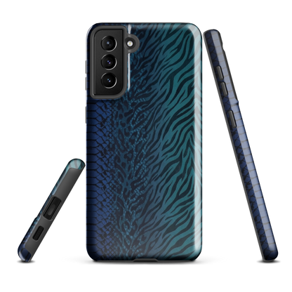 Blue & Teal Snake Skin Zebra & Leopard Print Tough Case for Samsung