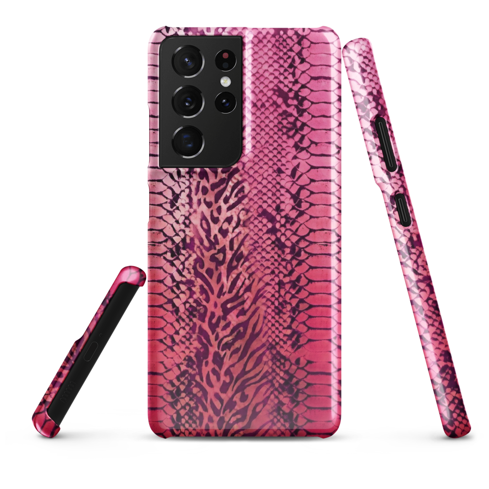 Neon Pink Snake Skin & Leopard Print Snap Case for Samsung