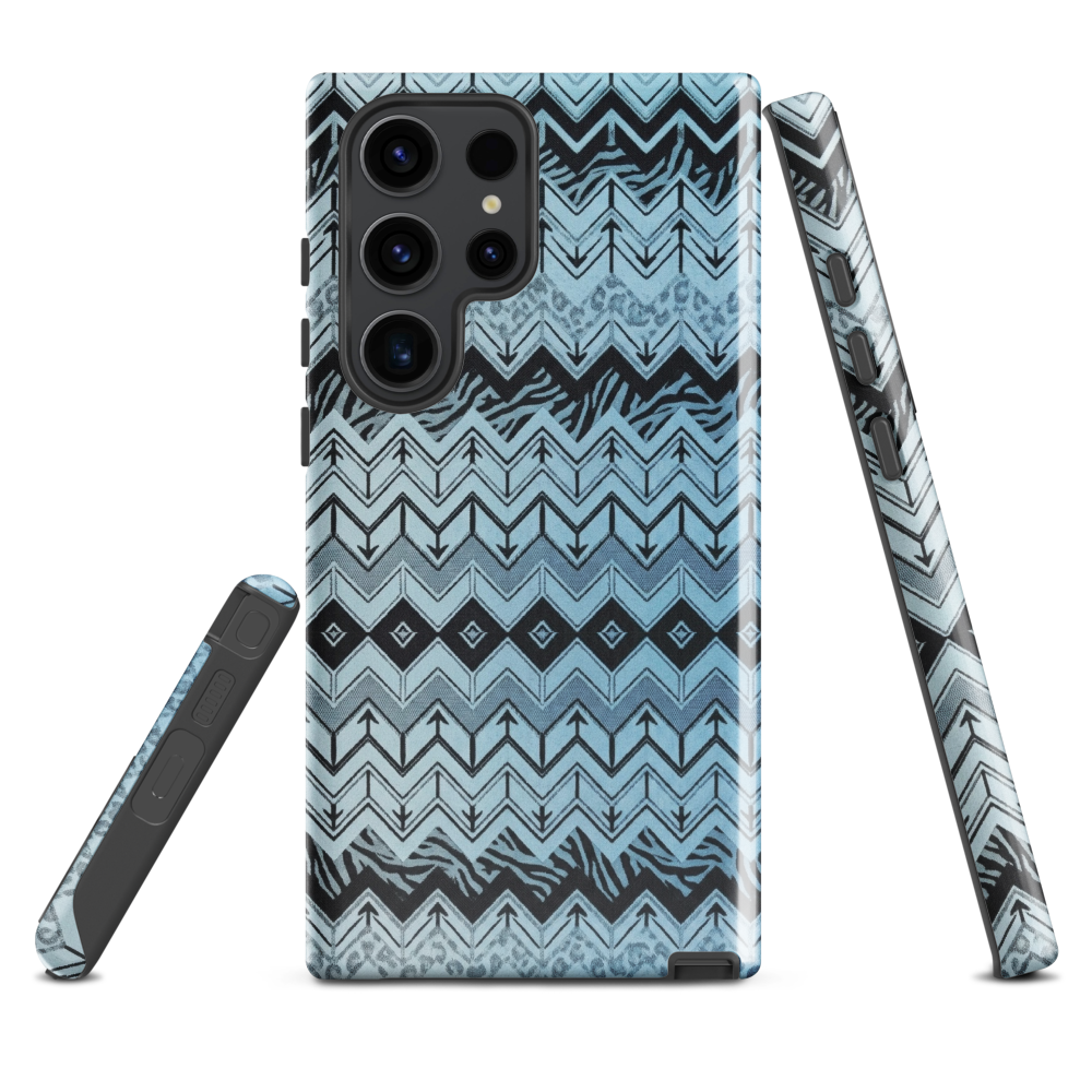 Blue Chevron Pattern Leopard & Zebra Print Tough Case for Samsung