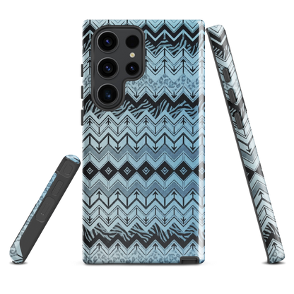 Blue Chevron Pattern Leopard & Zebra Print Tough Case for Samsung