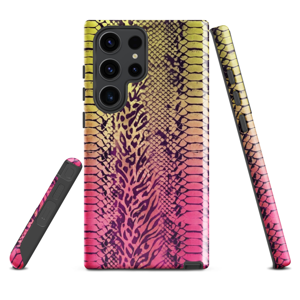 Yellow & Pink Snake Skin & Leopard Print Tough Case for Samsung