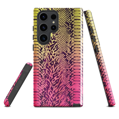 Yellow & Pink Snake Skin & Leopard Print Tough Case for Samsung