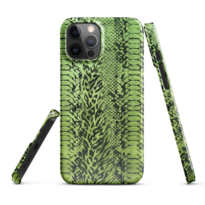 Green Snake Leopard & Zebra Print Snap Case for iPhone