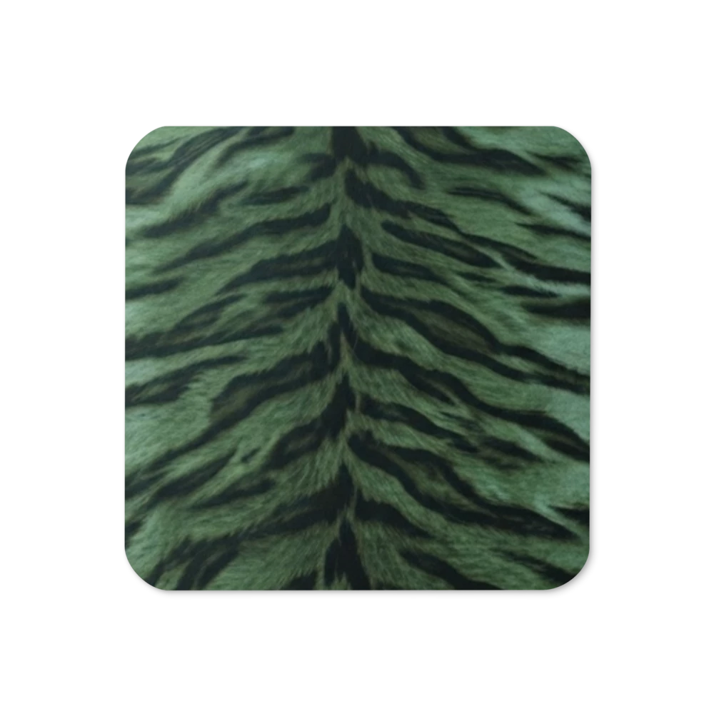 Green Tiger Print Cork-Back Coaster