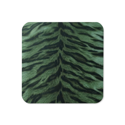 Green Tiger Print Cork-Back Coaster