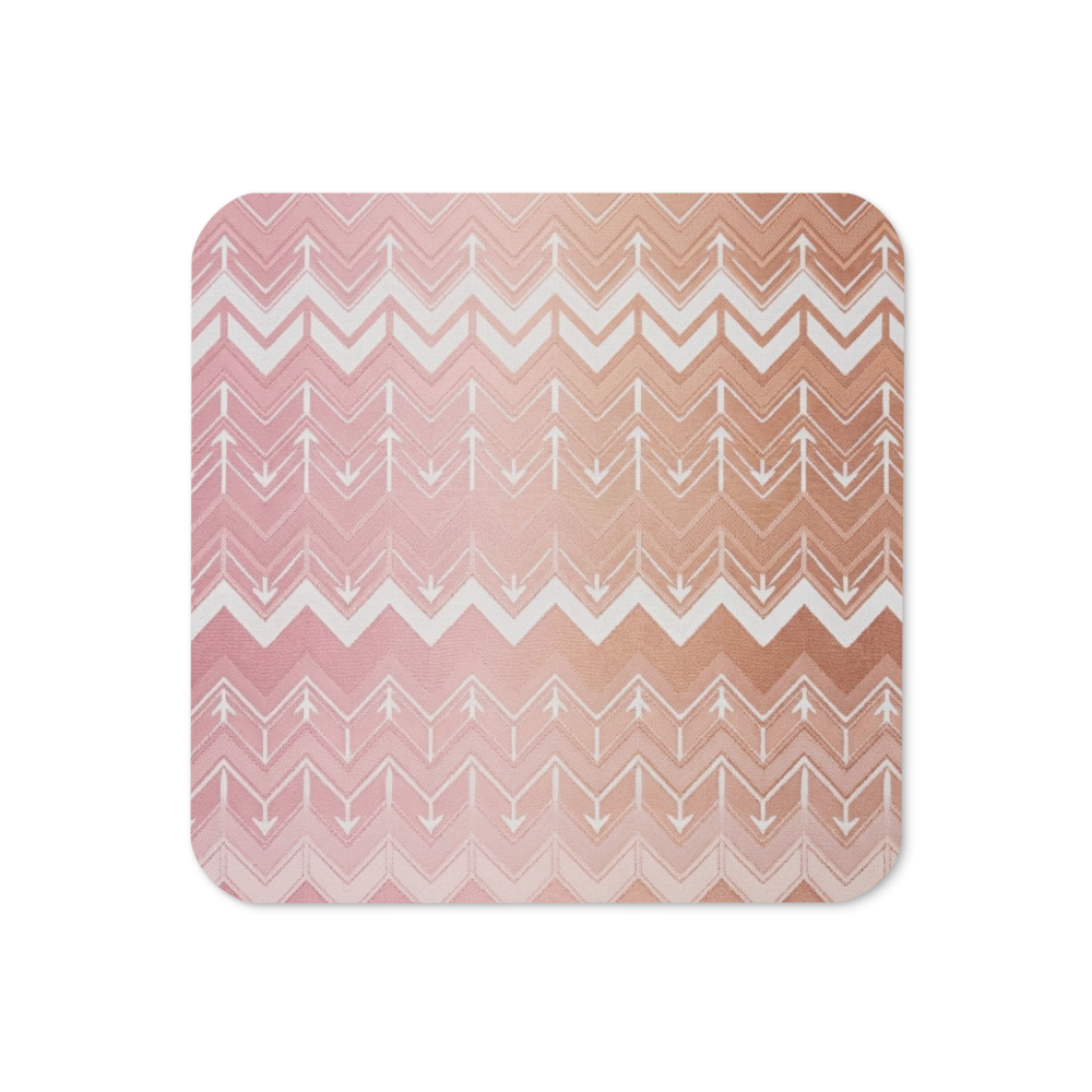 Pink & Brown Chevron Print Cork-Back Coaster