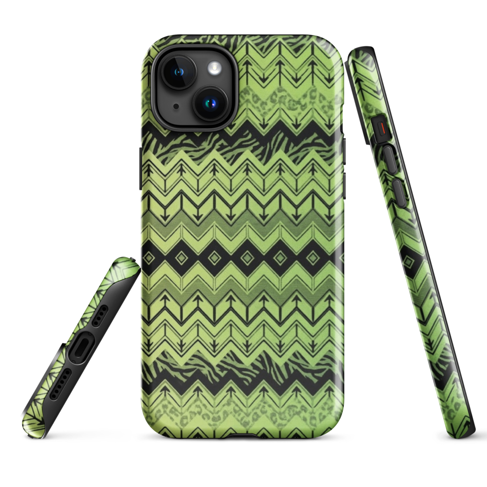 Lime Green Chevron Zebra & Leopard Print Tough Case for iPhone®