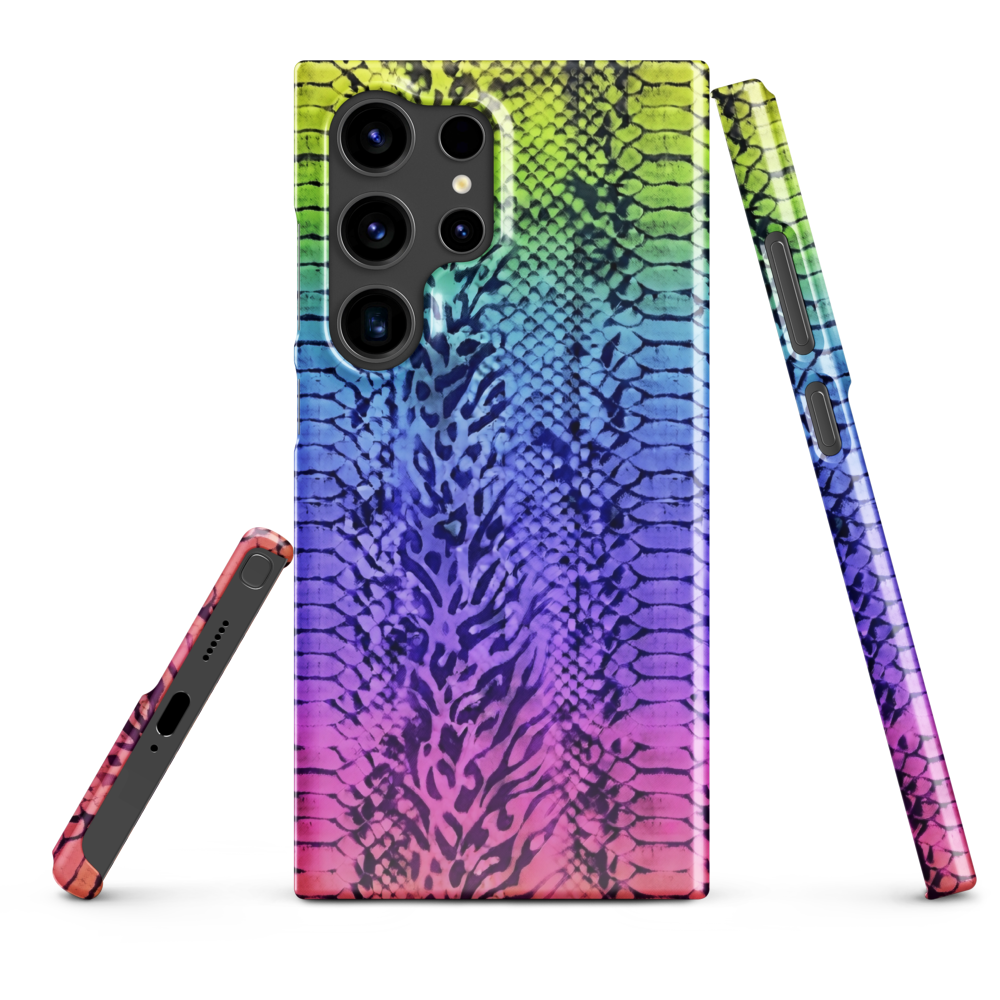 Vibrant Rainbow Snake Skin & Leopard Print Snap Case for Samsung